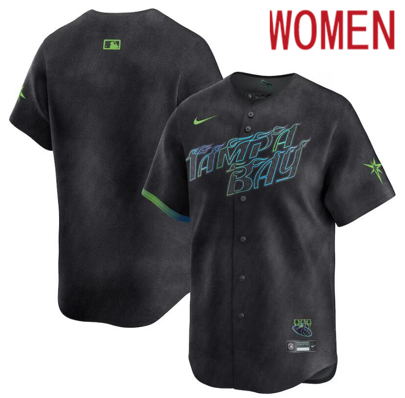 Women Tampa Bay Rays Custom Nike MLB Limited City Connect Black 2024 Jersey->women mlb jersey->Women Jersey